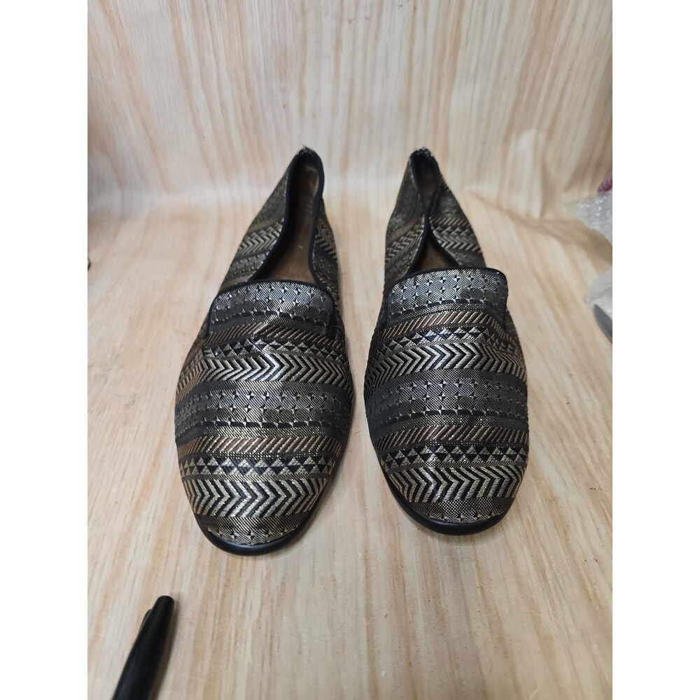 AEROSOLES BETUNIA Slip-On Loafer Soft BLACK WITH GOLD DESIGNS Size 9 - Picture 2 of 10